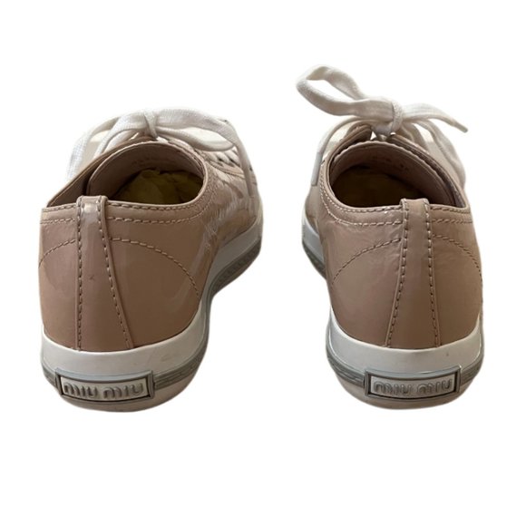 Miu Miu Tan Patent Leather Metal Cap Toe Sneakers Size 36 (US Size 6) - Picture 14 of 15
